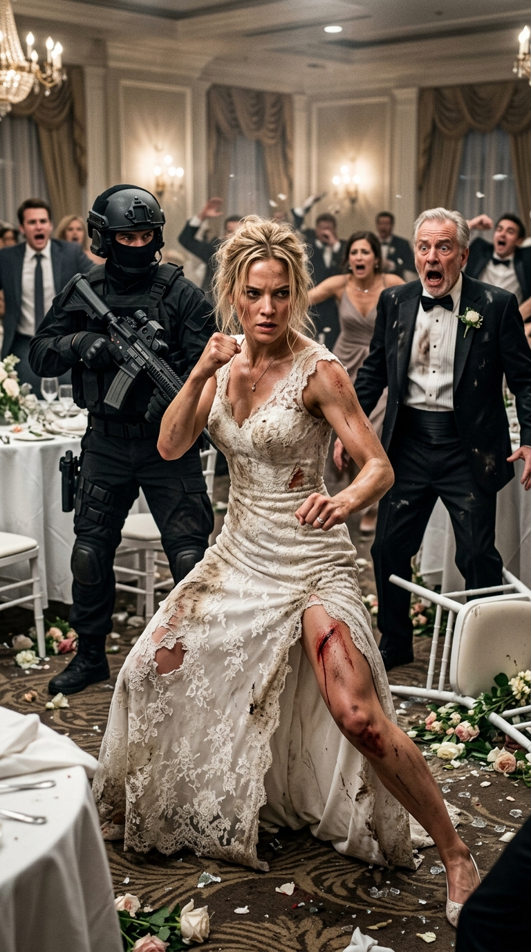 I never told my billionaire in-laws I was a retired Special Forces Colonel. “What will high society think of those calloused hands?” my arrogant mother-in-law spat, convinced I was just a dirty mechanic after their fortune. I let them believe it. I just wanted a quiet life. But when a ruthless cartel stormed our wedding reception to execute his entire family, my retirement ended. I kicked off my heels, disarmed the lead gunman in two seconds flat, and showed my paralyzed, terrified in-laws exactly how I earned these callouses…