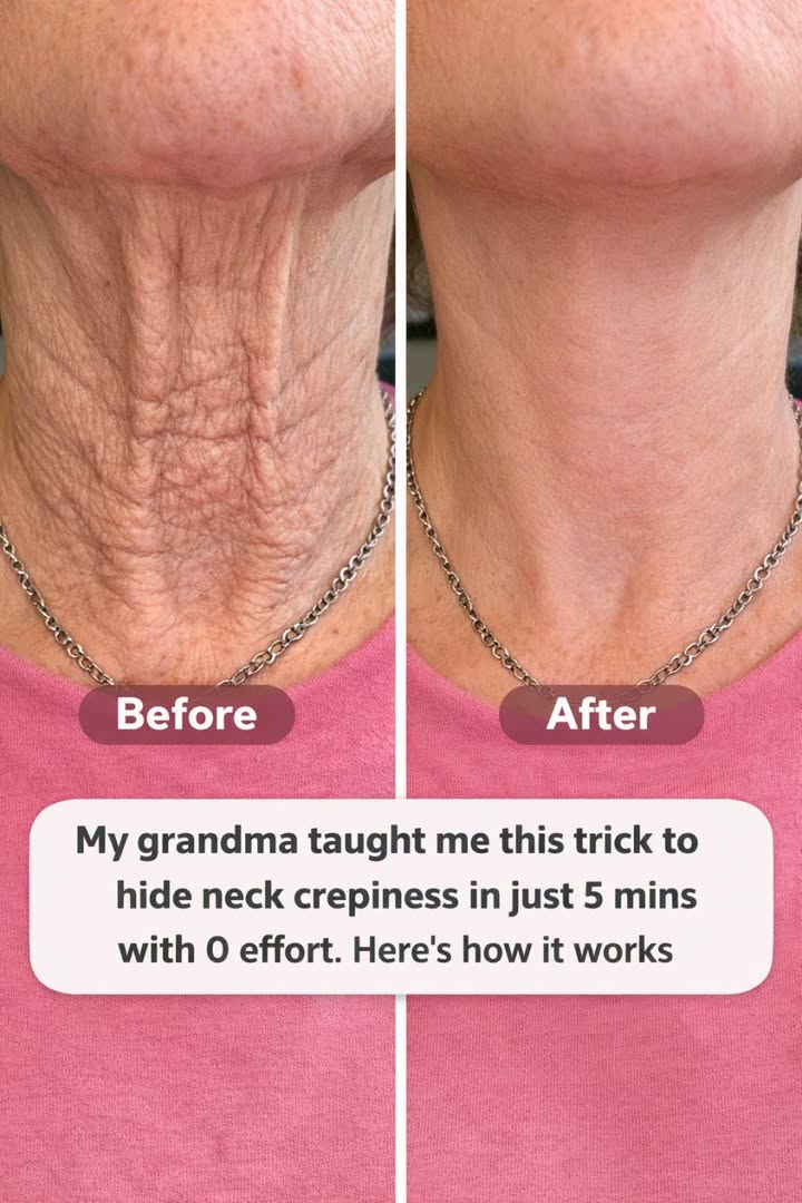 My grandma taught me this trick to hide neck crepiness in just 5 mins with 0 effort. Here’s how it works