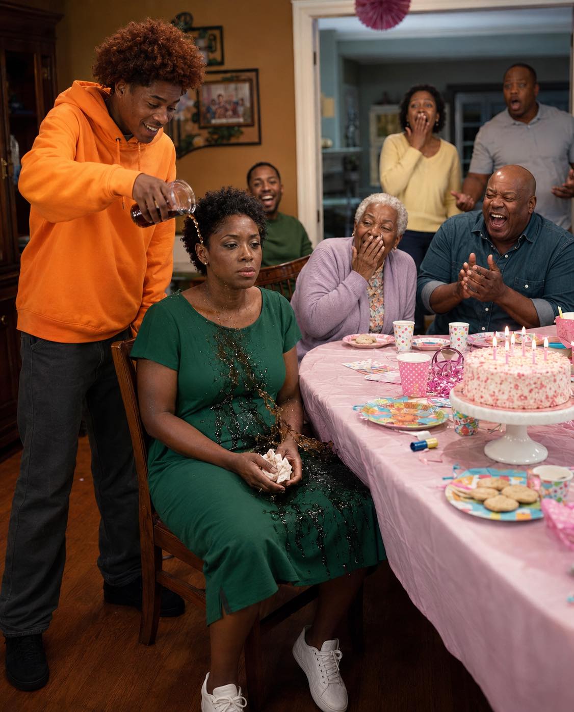 At My Mom’s Birthday, My Brother’s Son Dumped Soda In My Lap And Ye:lled, “Grandma Says You Don’t Belong Here.” The Table Laughed. I Wiped My Clothes, Smiled, And Stayed Quiet. That Night, I Pulled My Name From Their Loan. By Morning, His Car Was Gone. And At 8 A.M., There Was A Knock At My Door. I Opened It 2