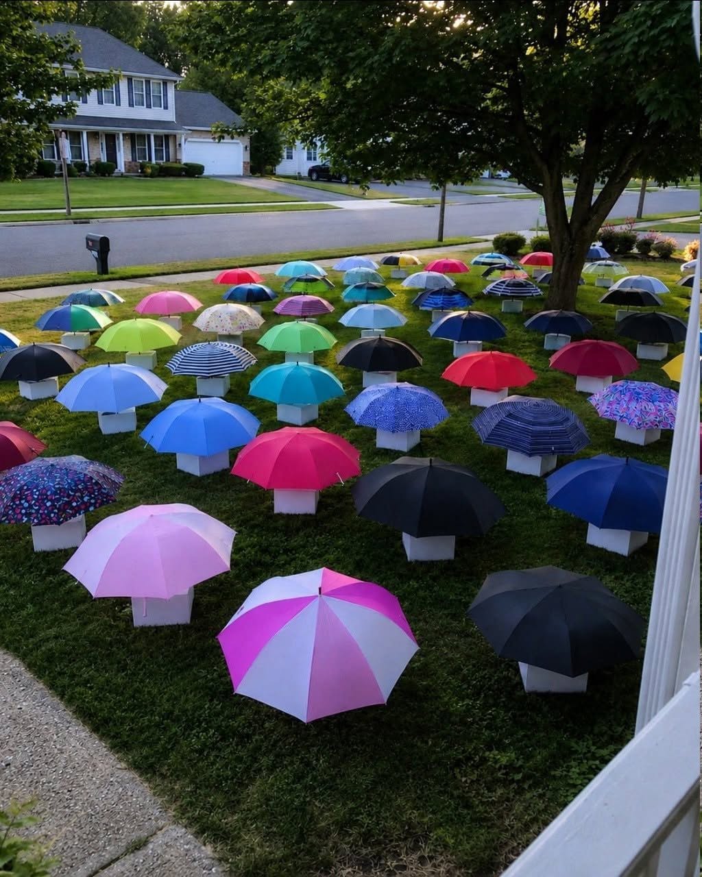 My Son Gave His Umbrella to a Pregnant Stranger in the Rain – The Next Morning, 47 Umbrellas Appeared on Our Lawn, Each With a Numbered Box That Made My Heart Stop 1